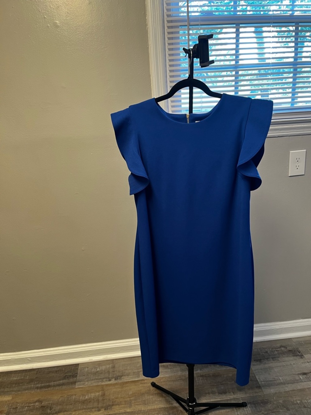Calvin Klein Cobalt Blue Flutter Sleeve Midi Dress